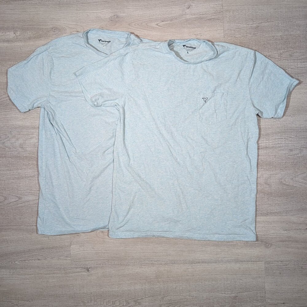 Birddogs Pocket Shirts Men's‎ Large Blue Cotton Poly Activewear BUNDLE LOT x2